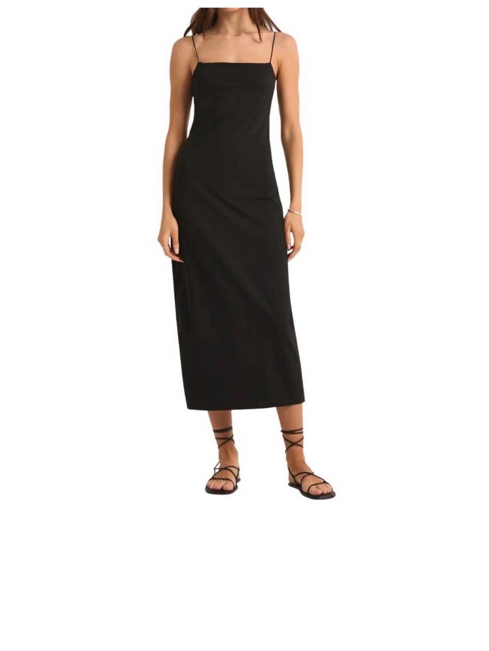 Classic Black Square-Neck Slip Dress